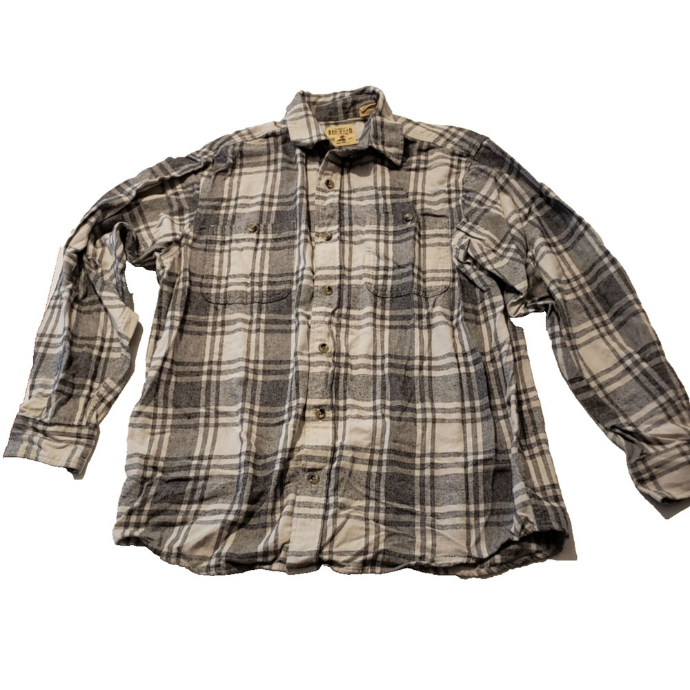 Red Head Brand Co Mens Large Black Plaid Flannel Long Sleeve Button Up Shirt